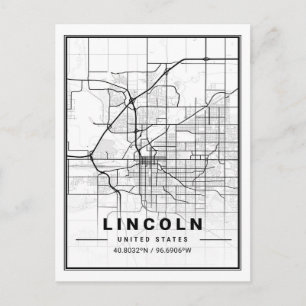 Lincoln Nebraska USA Travel City Karta Vykort
