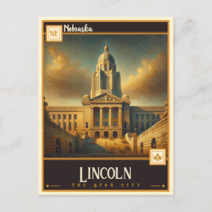 Lincoln, Nebraska VINTAGE Vykort