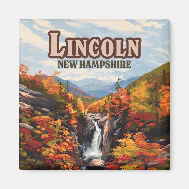 Lincoln New Hampshire Franconia Falls Autumn Magnet (Framsidan)