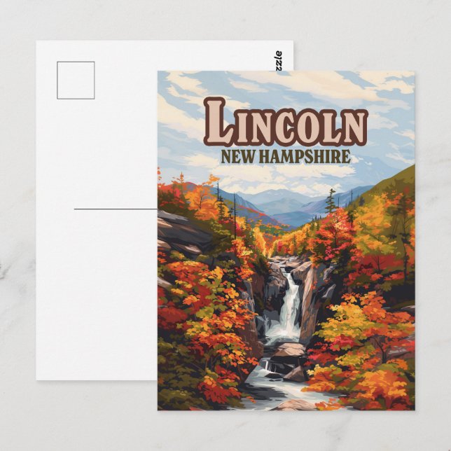 Lincoln New Hampshire Franconia Falls Autumn Vykort (Fram/baksida)