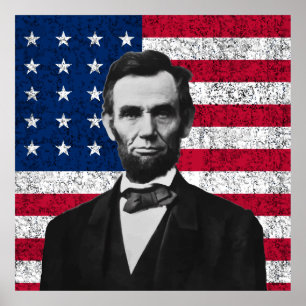 Lincoln och amerikanska flaggan poster