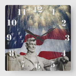 Lincoln och Fireworks Fyrkantig Klocka