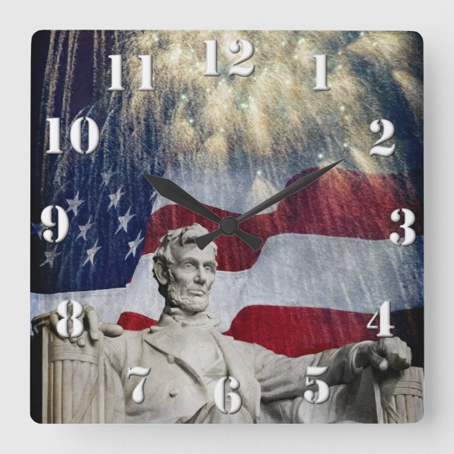 Lincoln och Fireworks Fyrkantig Klocka (Framsida)