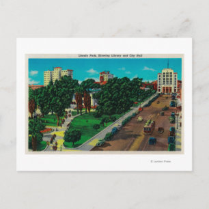 Lincoln Park som visar Bibliotek & City Hall Vykort