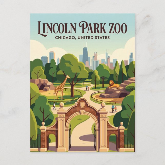 Lincoln Park Zoo Illinois Vykort (Framsida)