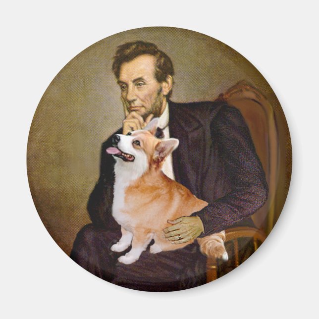 Lincoln - Pembroke Welsh Corgis (två) Magnet (Framsidan)