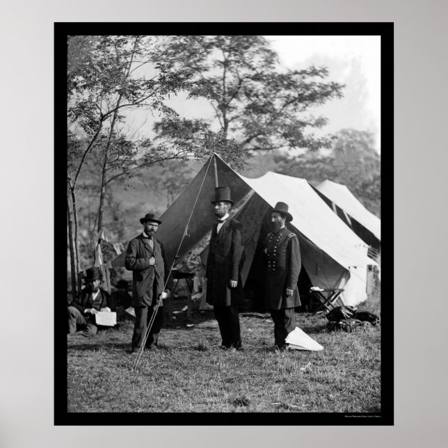 Lincoln, Pinkerton och McClernand på Antietam 1862 Poster (Framsidan)