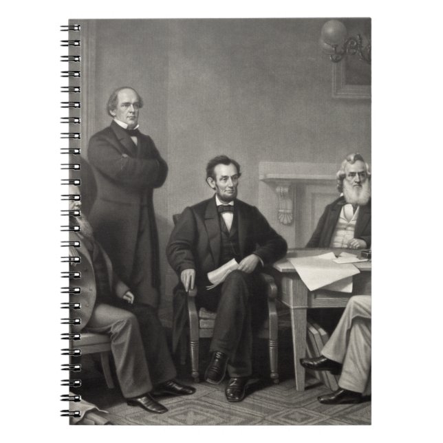 Lincoln Reading the Emancipation Proclamation Anteckningsbok Med Spiral (Framsidan)