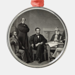 Lincoln Reading the Emancipation Proclamation Julgransprydnad Metall
