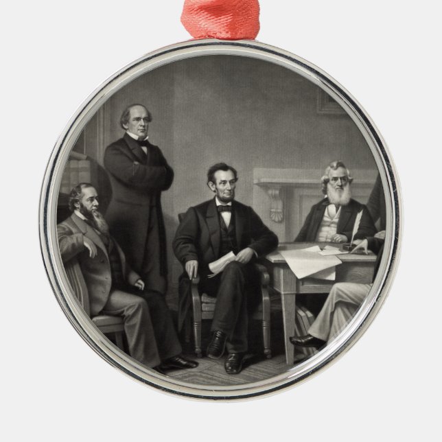 Lincoln Reading the Emancipation Proclamation Julgransprydnad Metall (Framsidan)