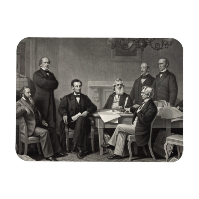 Lincoln Reading the Emancipation Proclamation Magnet (Horisontell)