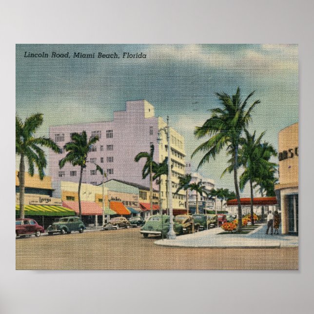 Lincoln Road, Miami Beach, Florida Vintage Poster (Framsidan)