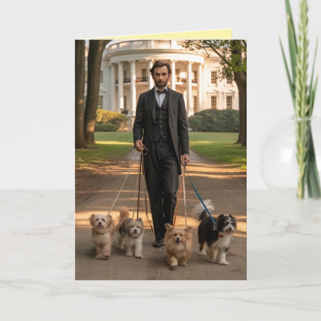 Lincoln Spaserar Hunden Kort (Framsida)