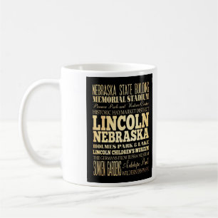 Lincoln stad av Nebraska typografikonst Kaffemugg
