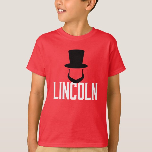 LINCOLN - Top hat & Beard T Shirt (Framsida)