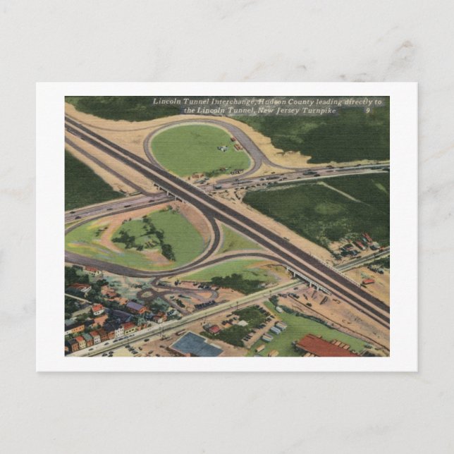 Lincoln Tunnel, NJ Turnpike Exchange Vintage Vykort (Framsida)