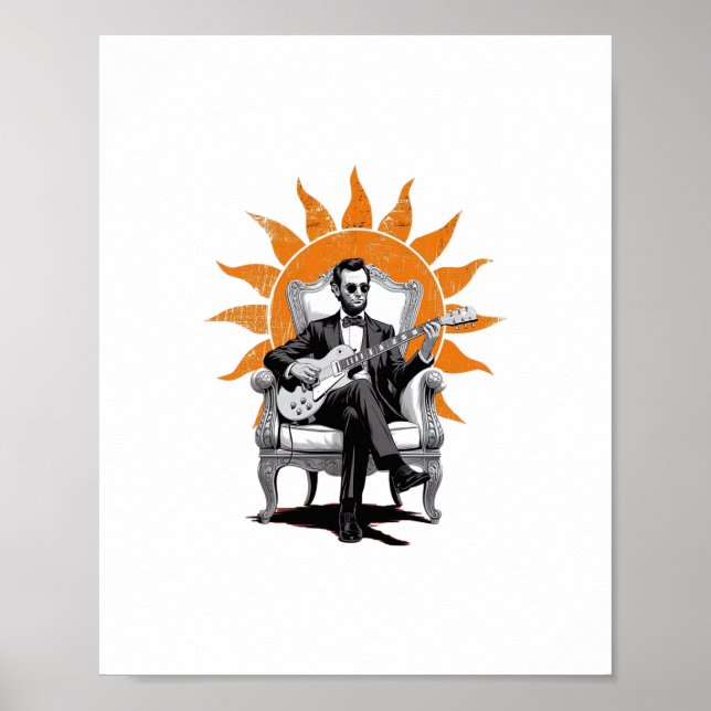 Lincoln Unplugged – Rolig Abraham Lincoln Gitarr  Poster (Framsidan)