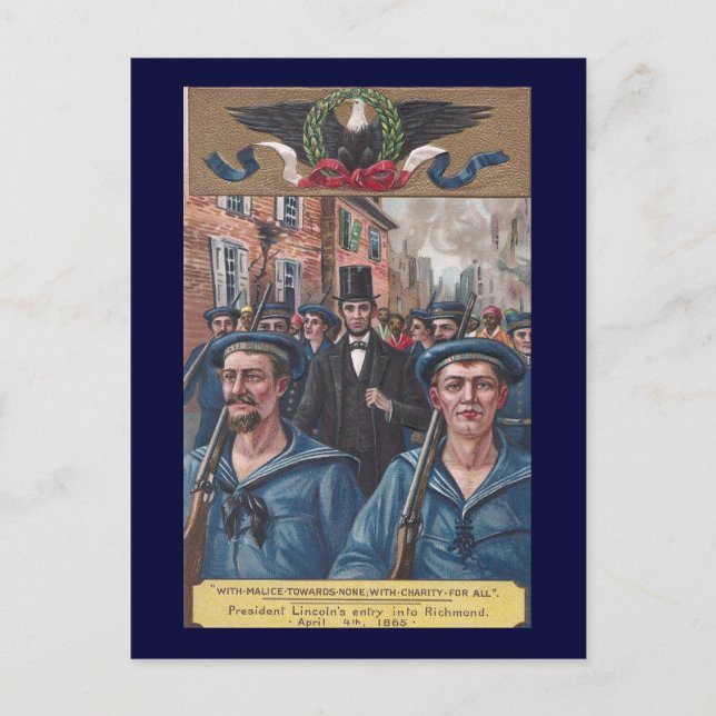 Lincoln Visiting Richmond VA 1865 Vykort (Framsida)