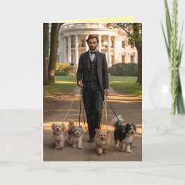 Lincoln Walkin' the Dog Card Helgkort