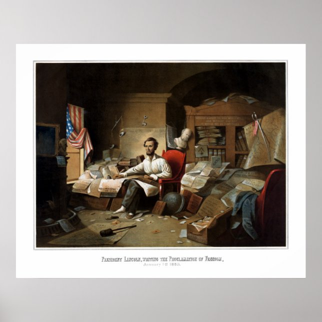 Lincoln Write the Emancipation Proclamation Poster (Framsidan)