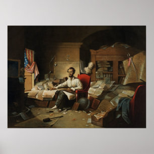 Lincoln Writing the Emancipation Proclamation Poster