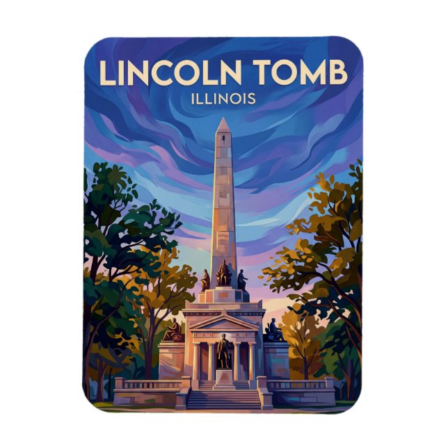Lincolnmonumentet på Oak Ridge Cemetery USA Magnet (Vertikal)