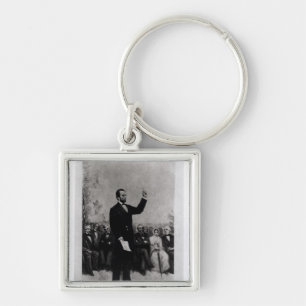 Lincolns adress på Gettysburg, 1895 Fyrkantig Silverfärgad Nyckelring