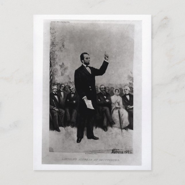 Lincoln's Adress vid Gettysburg 1895 Vykort (Framsida)