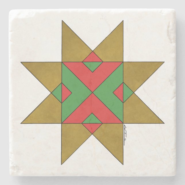 Lincolnshire Auseklis Witch Mark Red och Grönt Stenunderlägg (Framsidan)