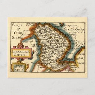 Lincolnshire County England Gammal Antikvarisk Kar Vykort