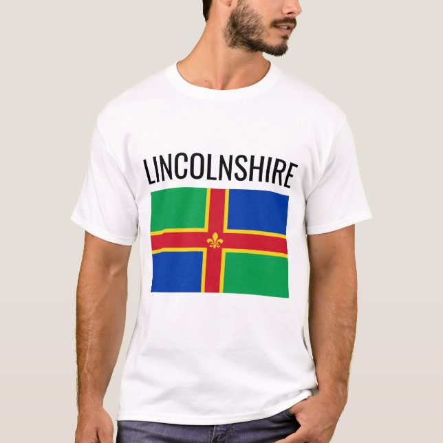 Lincolnshire / English County Flagga T Shirt (Framsida)