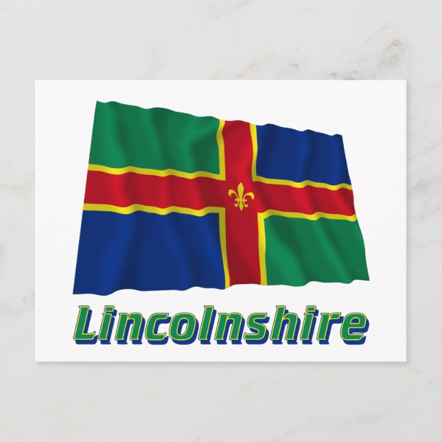 Lincolnshire Wave Flagga med Namn Vykort (Framsida)