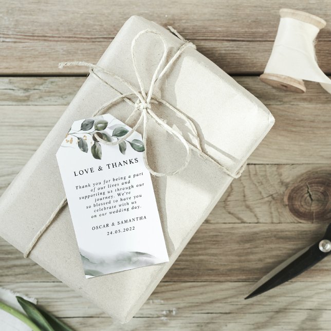 Lind Grönska Vattenfärg Blad | Guldstoft Presentetikett (Skapare uppladdad)