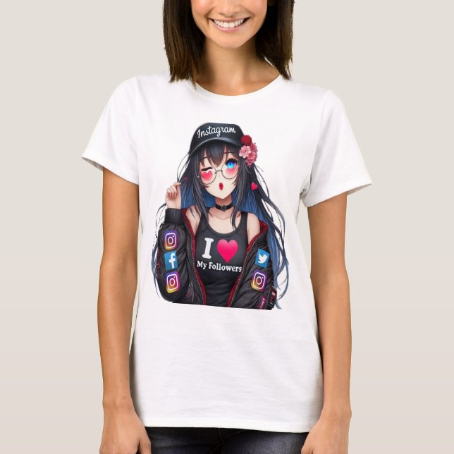 LINDA CHICA ANIME INFLUENCER AGRADECIENDO  T SHIRT (Framsida)