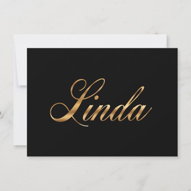 Linda gold Design Lettering Karte Kort (Framsida)