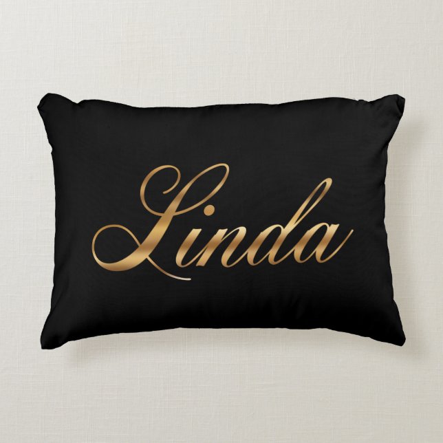 Linda gold Design Lettering Kissen Prydnadskudde (Framsidan)