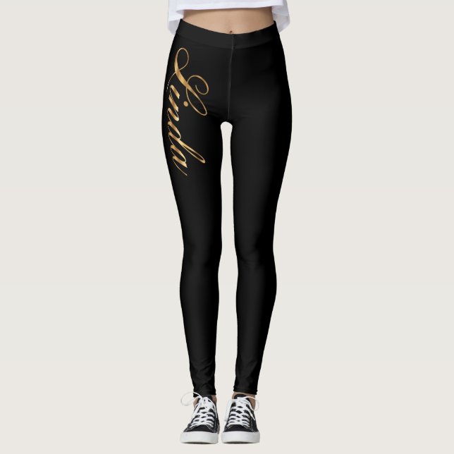 Linda gold Design Lettering Leggings (Framsida)
