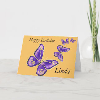 Linda Grattis på födelsedagen Butterfly Card Kort