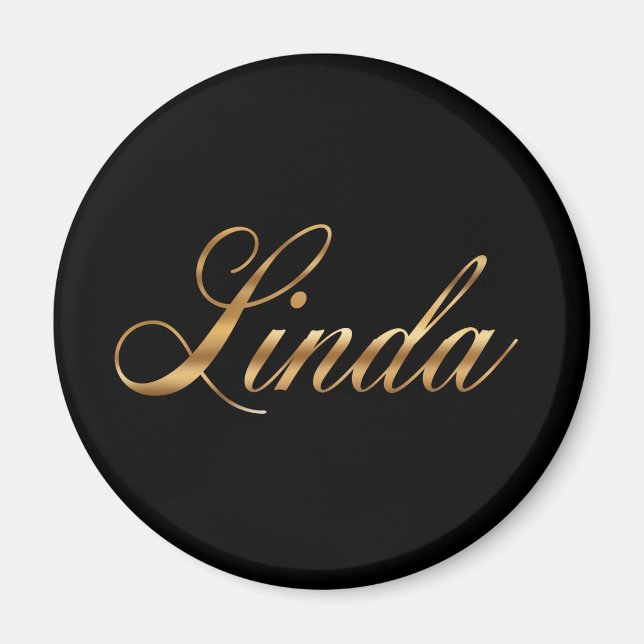 Linda guld Design Lettering Magnet (Framsidan)