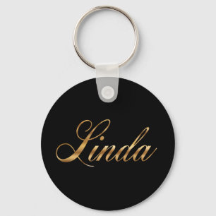 Linda guld Design Lettering Schlüsselanhänger Nyckelring