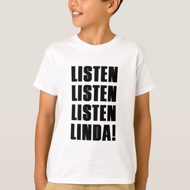 LINDA LYSSNA PÅ MIG TRÖJA (Framsida)