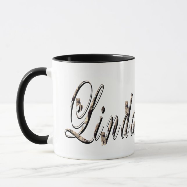 Linda, Namn, Logotyp, Black Combo Coffee Mugg. Mugg (Vänster)