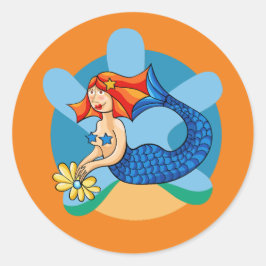Linda sirenita. Sirena, Mermaid. Runt Klistermärke