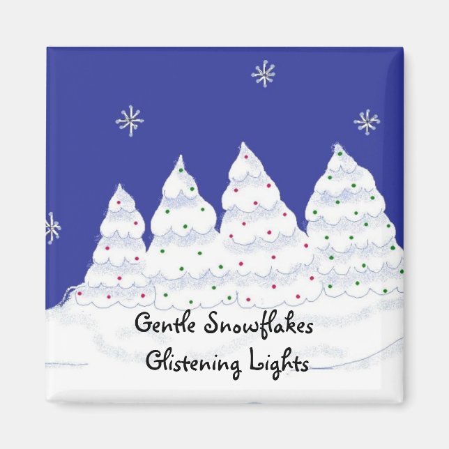 Linda snöflingor glänsande ljus magnet (Framsidan)