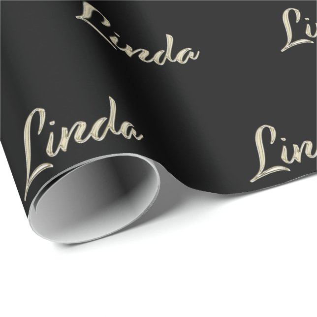 Linda white gold Handwriting Geschenkpapier Presentpapper (Rullad Hörn)