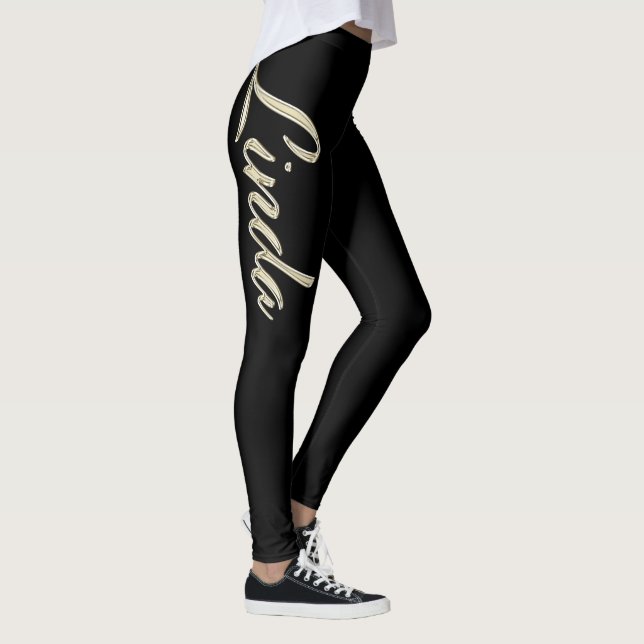 Linda white gold Handwriting Hose Leggings (Höger)