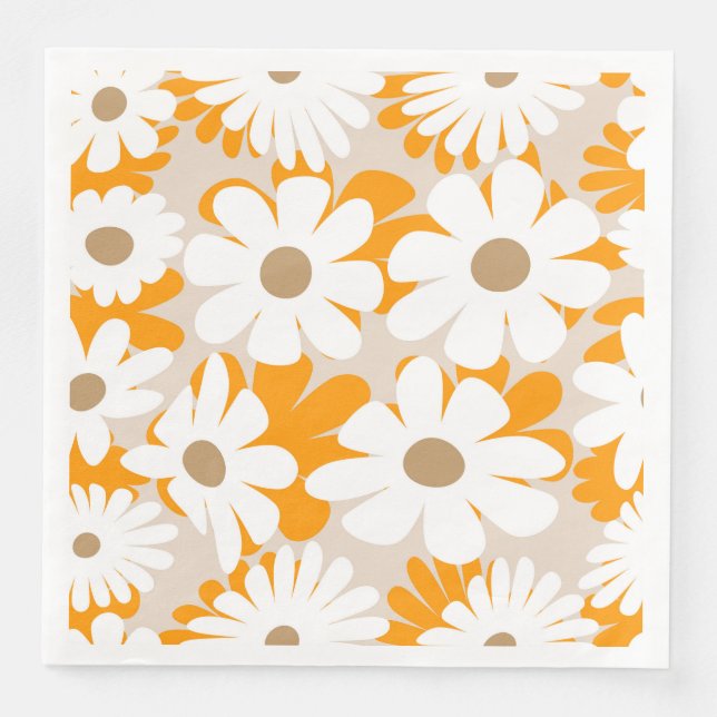 Lindas flores grandes y blancas en patrón pappersservett (Framsida)