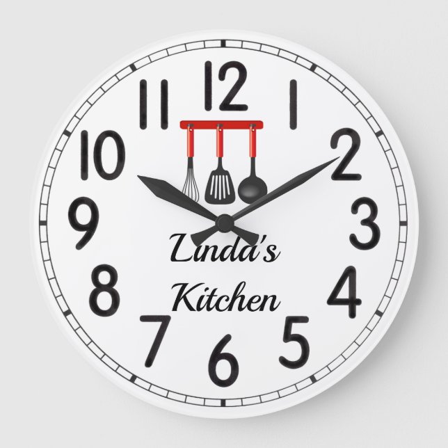 Linda's Kitchen Large Clock Stor Klocka (Framsida)
