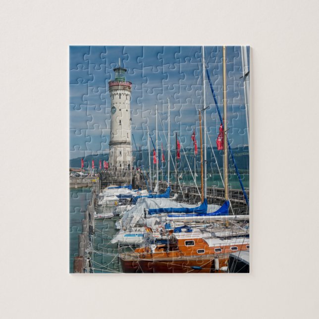 Lindau Bodensee Tyskland hamn för fyr Yachts  Pussel (Vertikal)