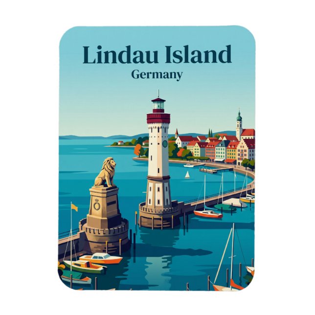 Lindau Island Tyskland Magnet (Vertikal)
